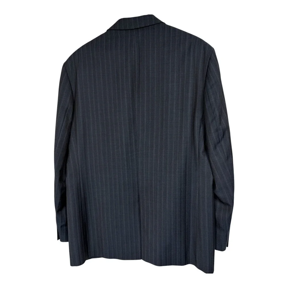 Hart‎ Schaffner Marx Nordstrom Mens 44L Navy Blue Pinstripe Wool Blazer Jacket